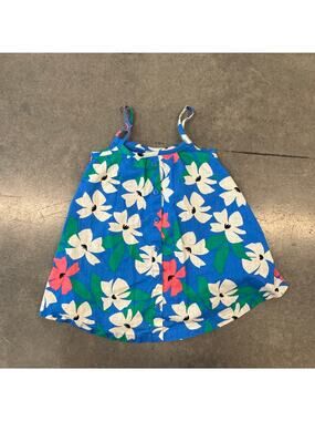 Vintage Y2K Hanna Andersson Hibiscus Petals Woven Floral Summer Dress Youth 2T